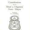 Considrations Sur Le Rituel De L'apprenti Franc-maon
