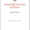 Annali Dell'universit Di Ferrara. Sezione Lettere