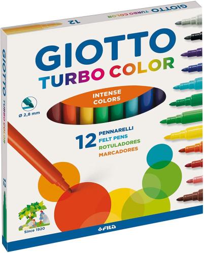 Giotto Turbo Color Pennarelli In Astuccio Da 12 Colori