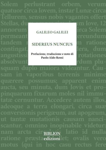 Sidereus Nuncius. Testo Latino A Fronte