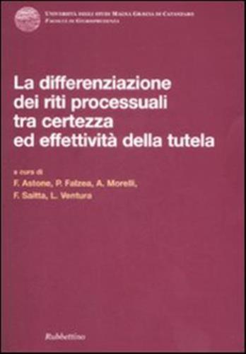 Differenziazione Dei Riti Processuali Tra Certezza Ed Effettivit Della Tutela. Atti Del Convegno (catanzaro, 18-19 Ottobre 2007)