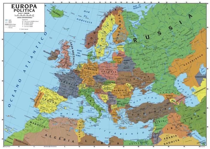 Europa 1:5.1500.000 (carta Murale Scolastica Fisico/politica Con Asta). Ediz. Per La Scuola