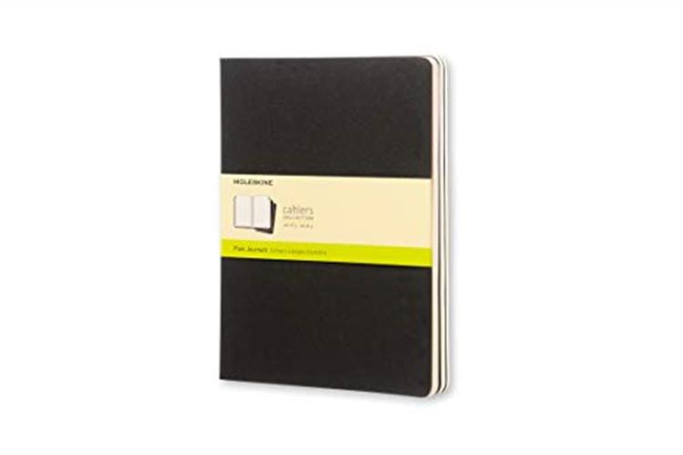 Plain Cahier - Black Cover Extra Large. Set 3 Quaderni A Pagine Bianche