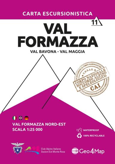 Carta escursionistica val Formazza. Scala 1:25.000. Ediz. italiana, inglese e tedesca. Vol. 11