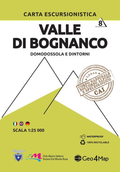 Carta escursionistica valle di Bognanco. Scala 1:25.000. Ediz. italiana, inglese e tedesca. Vol. 8