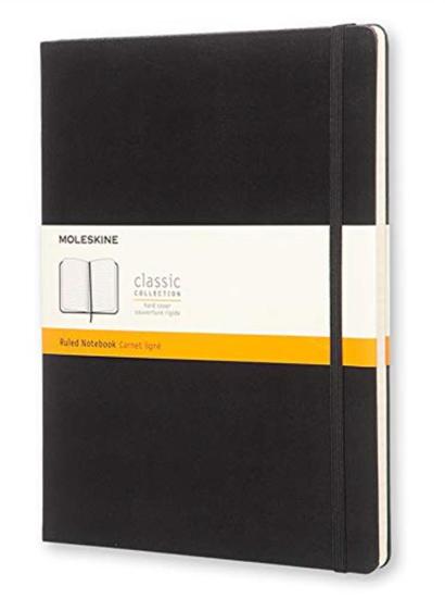 Moleskine Classic Notebook, Taccuino a Righe, Copertina Rigida e Chiusura ad Elastico, Formato XL 19 x 25 cm, Colore Nero, 192 Pagine