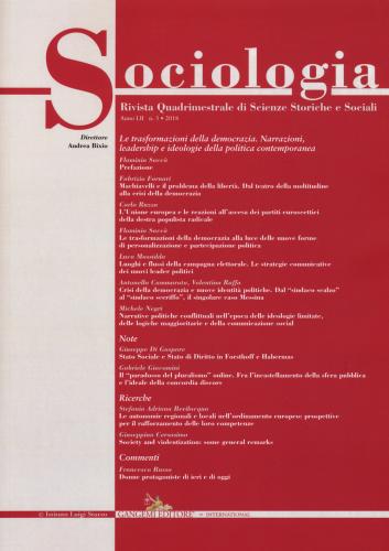 Sociologia. Rivista Quadrimestrale Di Scienze Storiche E Sociali (2018). Vol. 3