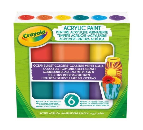 Crayola: 6 Tempere Acriliche - Colori Del Tramonto