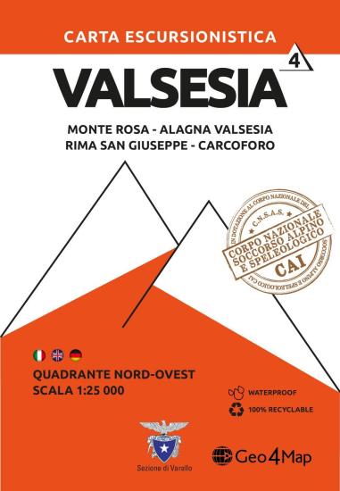 Carta escursionistica Valsesia. Scala 1:25.000. Ediz. italiana, inglese e tedesca. Vol. 4