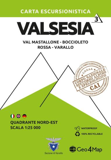 Carta escursionistica Valsesia. Scala 1:25.000. Ediz. italiana, inglese e tedesca. Vol. 3