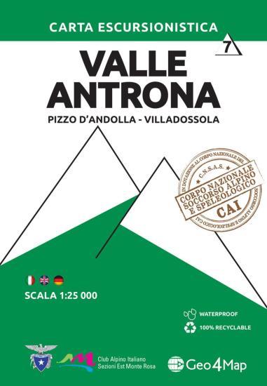 Carta escursionistica valle Antrona. Scala 1:25.000. Ediz. italiana, inglese e tedesca. Vol. 7