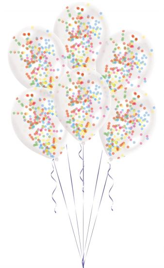 Amscan: 6 Crystal Balloons Latex With Confetti, Assorted