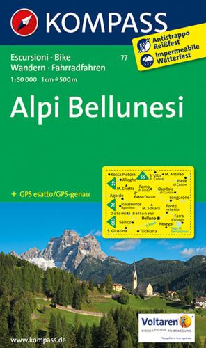 Carta Escursionistica N. 77. Alpi Bellunesi, 1:50.000