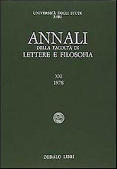 Annali della facolt lettere e filosofia Universit di Bari. Vol. 11