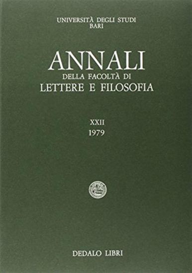 Annali della facolt lettere e filosofia Universit di Bari. Vol. 12