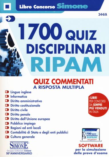 1700 quiz disciplinari RIPAM. Quiz commentatia risposta multipla. Con software di simulazione