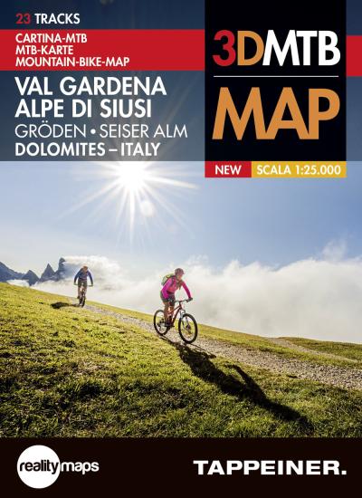 Cartina MTB. Val Gardena-Alpe di Siusi. 3DMTB map 1:25.000. Ediz. italiana, inglese e tedesca