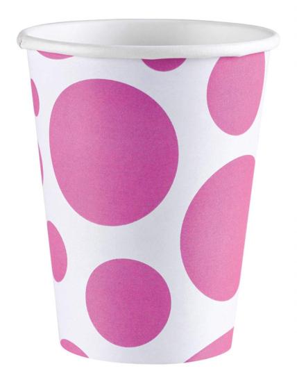 Amscan: Solid Colour Dots Pink - 8 Bicchieri 200 Ml