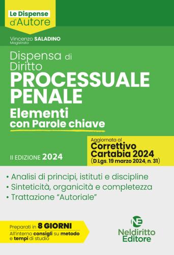 Dispensa Di Diritto Processuale Penale. Elementi Con Parole Chiave. Nuova Ediz.