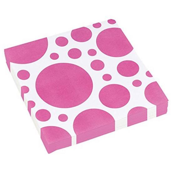 Amscan: Solid Colour Dots Pink - 20 Tovaglioli 33X33 Cm