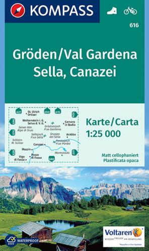 Carta Escursionistica N. 616. Grden, Val Gardena, Sella, Canazei 1:25.000