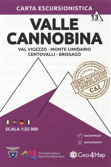 Carta escursionistica Valle Cannobina. Scala 1:25.000. Ediz. italiana, inglese, tedesca e francese. Vol. 13