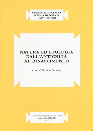 Natura ed etologia dall'antichit al Rinascimento