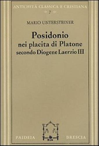 Posidonio Nei Placita Di Platone Secondo Diogene Laerzio Iii