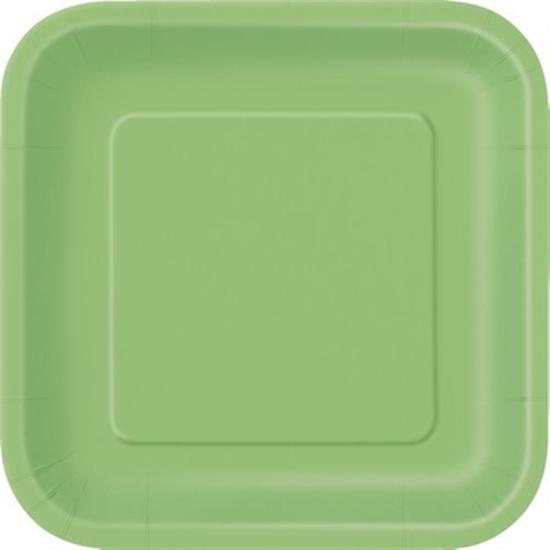 14 Lime Green 9In Square Plate Sup. Piatto Carta Quadrato 23 Cm Verde Lime