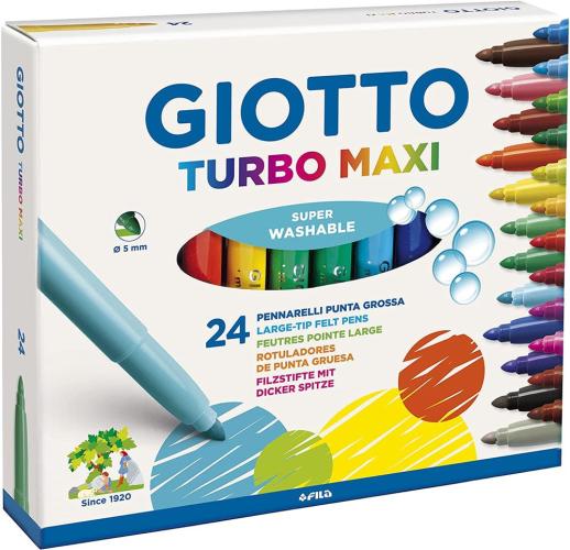 Giotto Turbo Maxi Punta Grossa 5 Mm, Confezione Da 24 Pennarelli