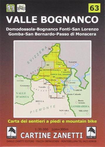 Valle Bognanco. Domodossola, Bognanco Fonti, San Lorenzo, Gomba, San Bernardo, Passo Di Monscera 1:30.000