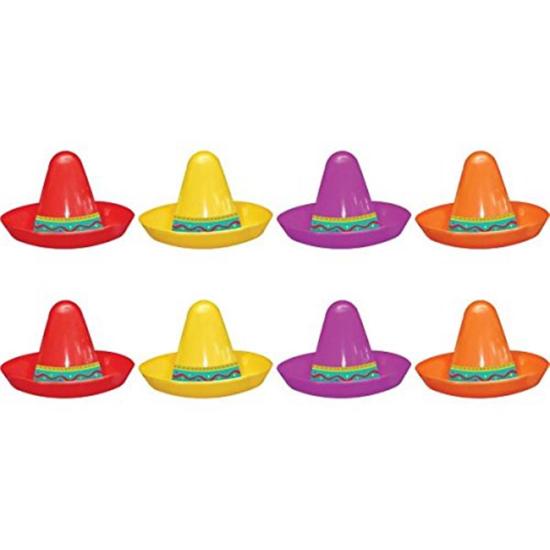 8 Mini Sombreros Plastic Assorted