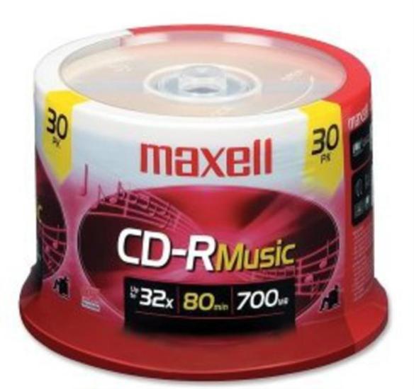 Maxell Cd-R 80 Gold Rec'd Music Cd's-30Pk Spindle
