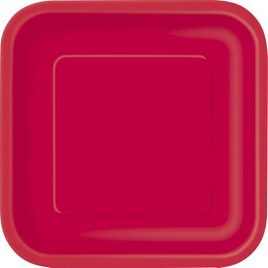 Piatto Carta Quadrato 18 Cm Rosso