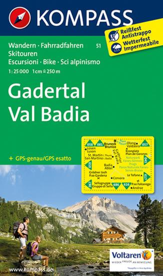 Carta escursionistica Gadertal - Val Badia 1 : 25 000 n. 51
