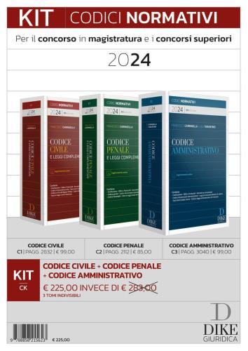 Kit Codici Magistratura 2024. I Sistematici Di Amministrativo, Civile E Penale. Con Aggiornamento Online