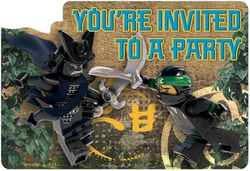 Amscan: 8 Invitations & Envelopes Lego Ninjago