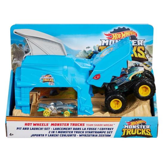 Mattel GKY03 - Hot Wheels - Monster Trucks - Garage Lanciatore Team Shark Wreak
