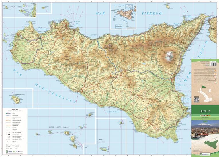 Sicilia. Carta stradale della regione 1:325.000 (cm 96x69)