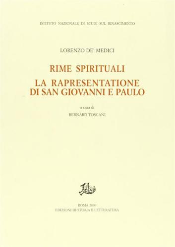 Rime Spirituali. La Rapresentatione Di San Giovanni E Paulo