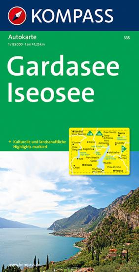 Carta stradale n. 335. Lago di Garda, Lago di Iseo-Gardasee, Iseosee 1:125.000. Ediz. bilingue