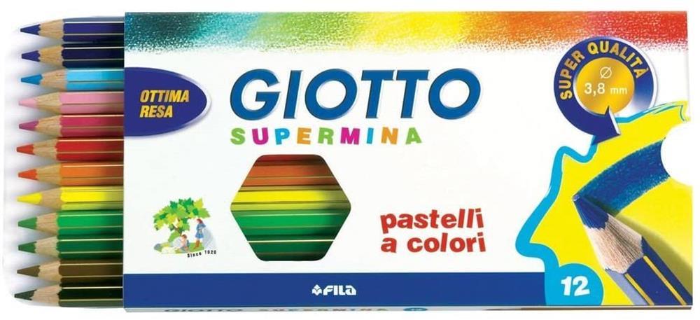 Giotto Supermina 12 Pastelli Esagonali Matite Colorate Colori A Legno