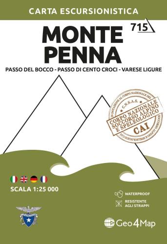 Monte Penna. Passo Del Bocco, Passo Di Cento Croci, Varese Ligure 1:25.000