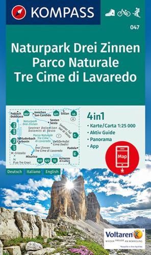 Carta Escursionistica N. 047. Tre Cime Di Lavaredo 1:25.000. Ediz. Tedesca, Italiana E Inglese