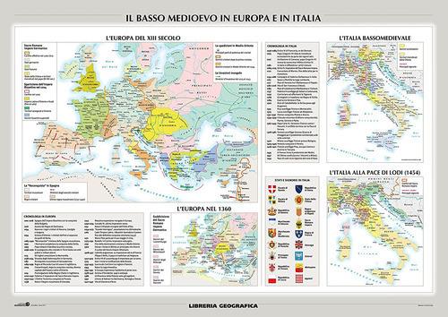 L'Alto Medioevo in Europa/Il Basso Medioevo in Europa e in Italia. Carta murale storica doppia