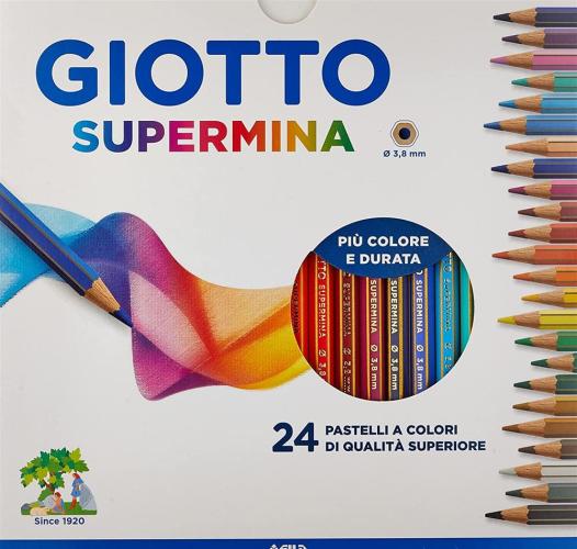 Giotto Supermina 24 Pastelli Esagonali Matite Colorate Colori A Legno