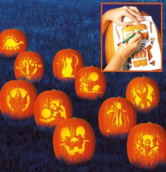 Amscan: 10 Pumpkin Carving Stencils Halloween 27 X 19 Cm