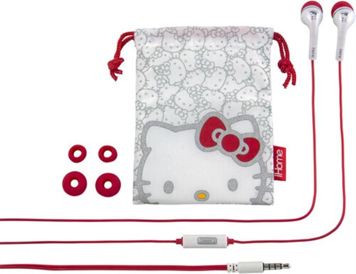 Hello Kitty Si-M15Hy.Fxv6 Earbuds Mic Pouch Wht/Rd