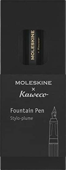 Moleskine x Kaweko, Penna Stilografica in Plastica ABS, M Placcato in Oro Cartuccia d'Inchiostro Blu Inclusa, Nero