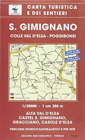 San Gimignano, Colle Val d'Elsa, Poggibonsi. Carta dei sentieri 1:25.000